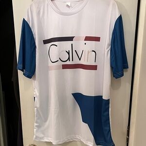 Calvin Klein White and Blue Men's Shirt New with no tag